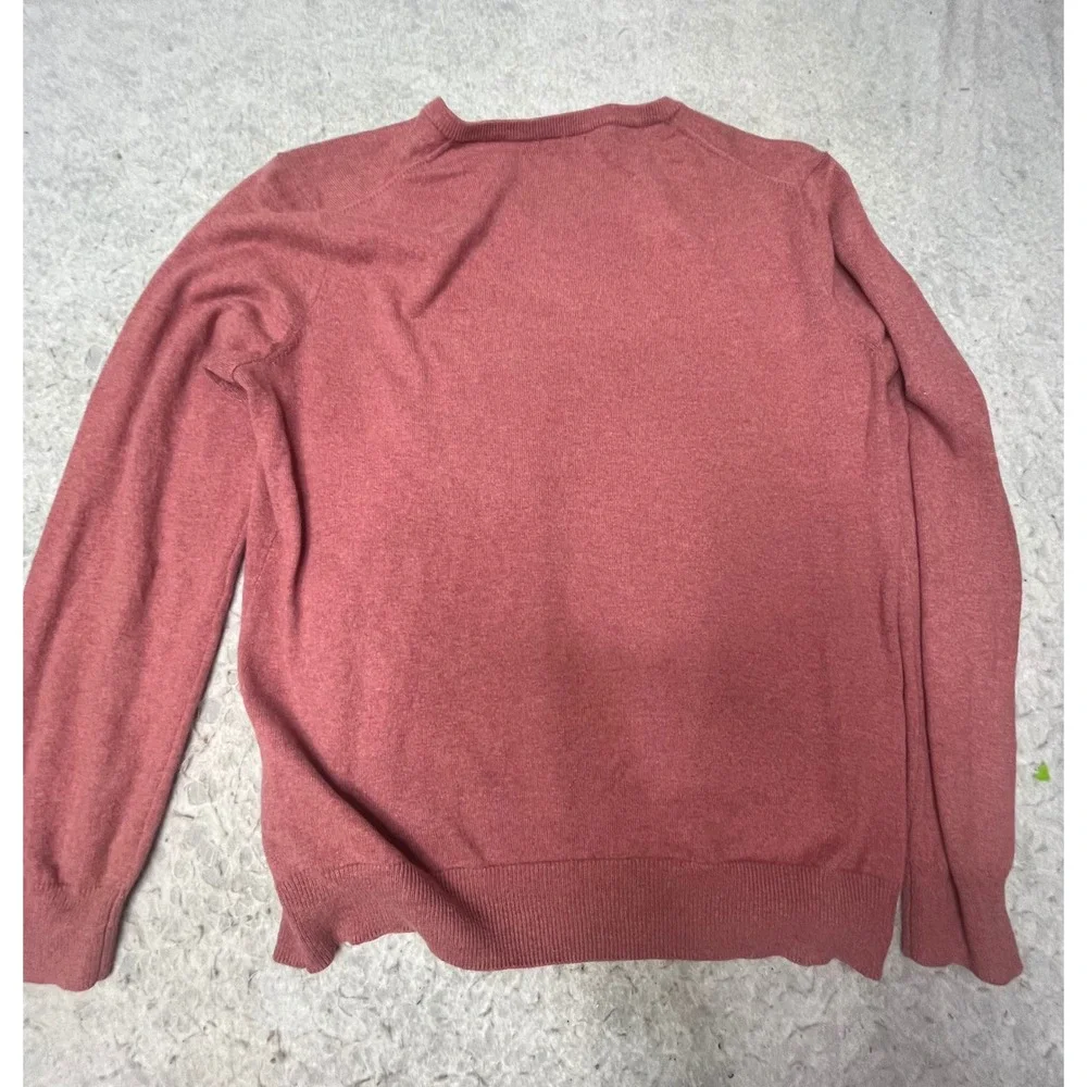 J.Crew Mens V-Neck Sweater Rose Pink Cotton Cashmere Blend Size‎ M